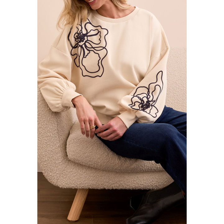 Pull ras du cou avec broderie