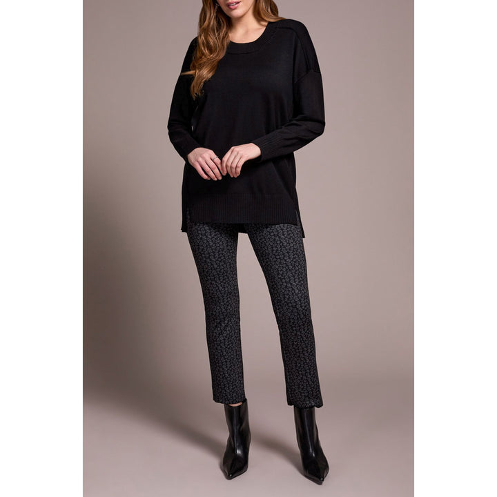 Pull tunique à col rond et épaules tombantes