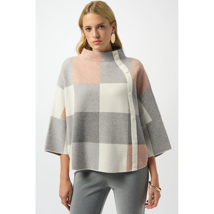 Top de punto tipo suéter de jacquard a cuadros