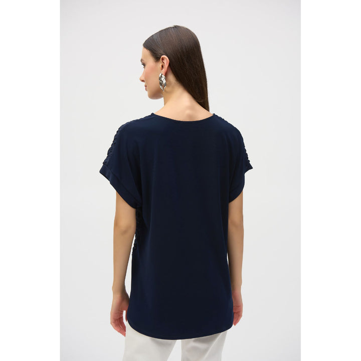 Top recto de punto sedoso y jacquard con burbujas