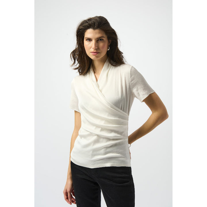 Satin And Silky Knit Wrap Top