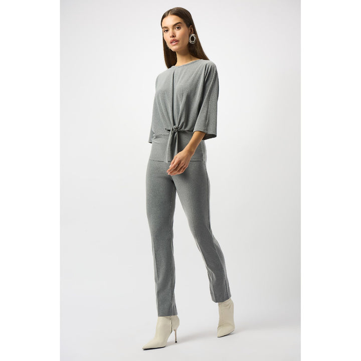 Pantalon à enfiler coupe droite en tricot soyeux mélangé