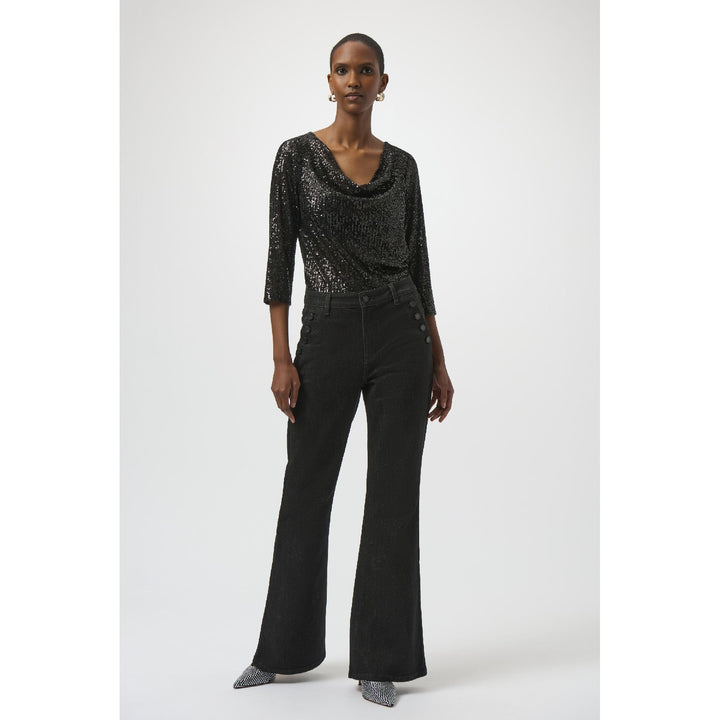 Haut droit en tricot à paillettes et tricot soyeux