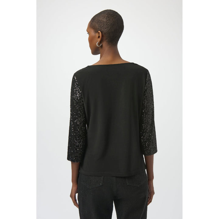 Haut droit en tricot à paillettes et tricot soyeux