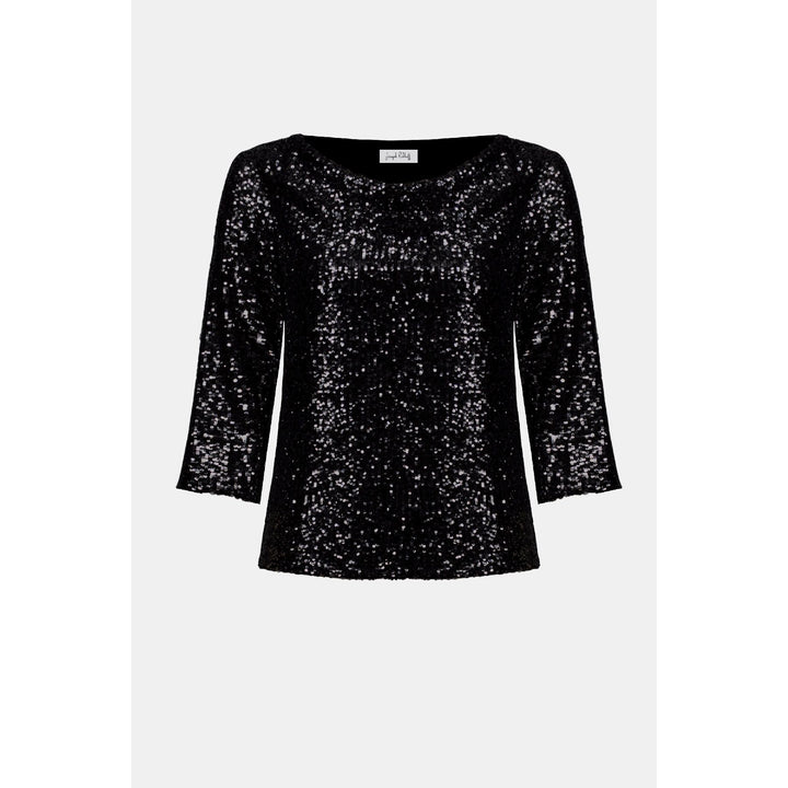 Haut droit en tricot à paillettes et tricot soyeux