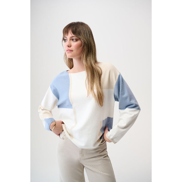 Pull color block en fil de viscose brossé