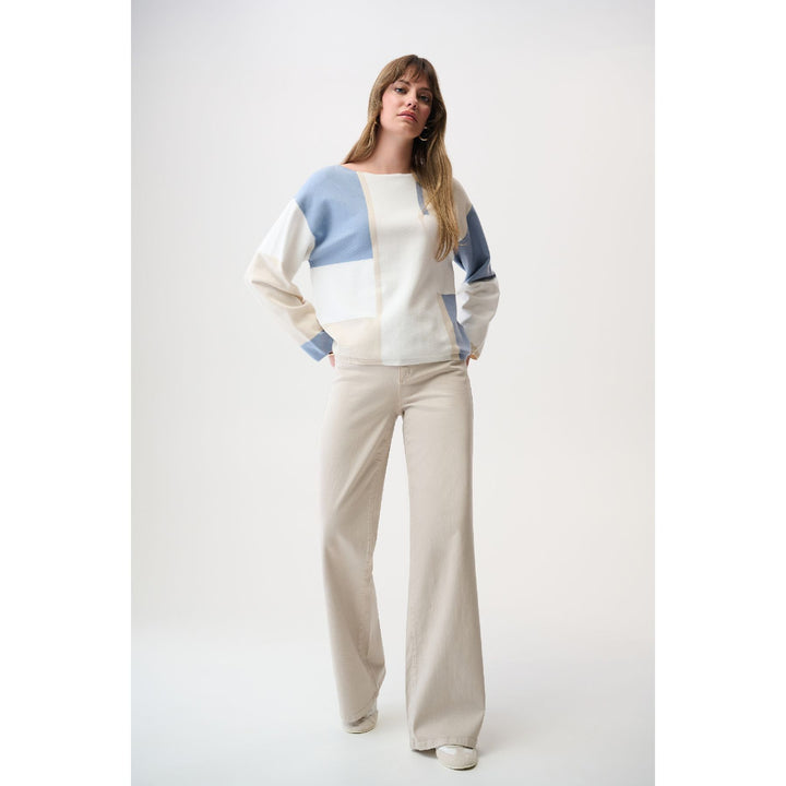 Pull color block en fil de viscose brossé