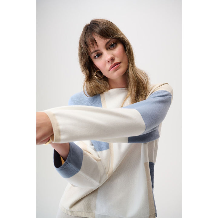 Pull color block en fil de viscose brossé