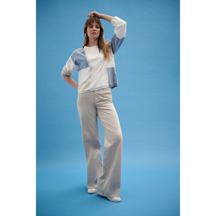 Pull color block en fil de viscose brossé