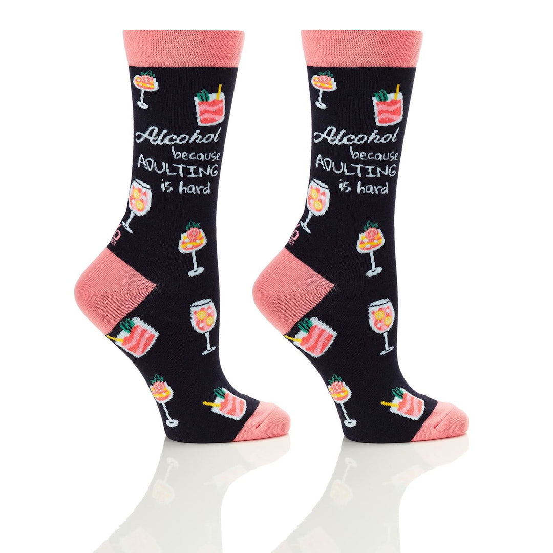 Women's Crew Sock, Alcohol Adulting