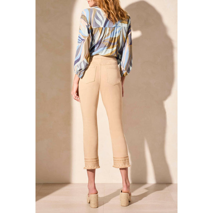 Audrey Pull-On Straight Crop Jean w/ Embroidery