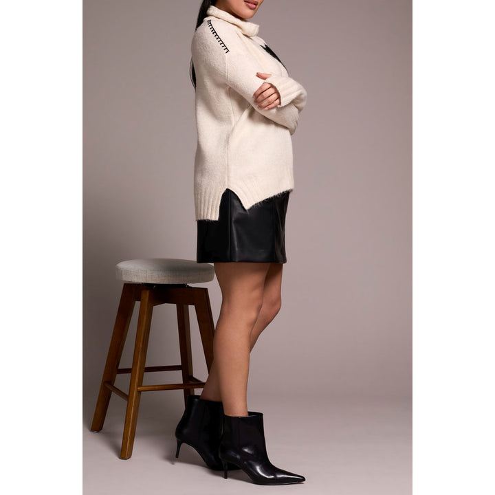 Suéter de cuello alto con intarsia