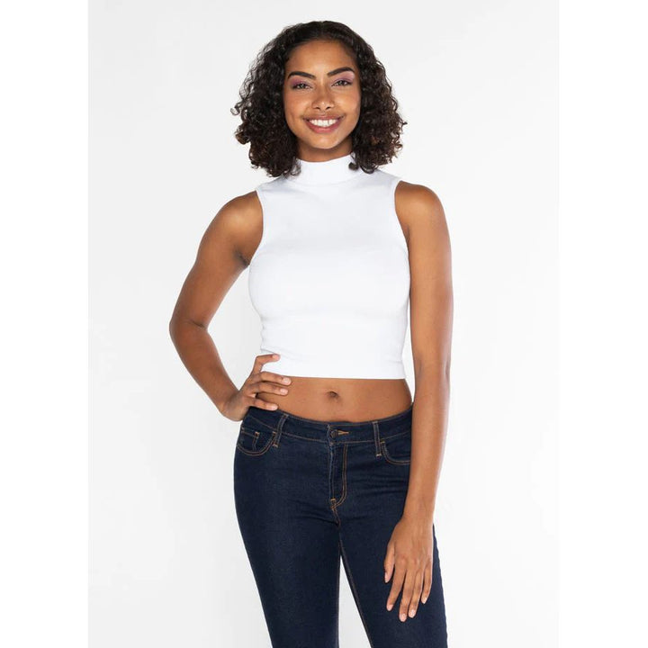 Bamboo Rib Sleeveless Mock Neck Top
