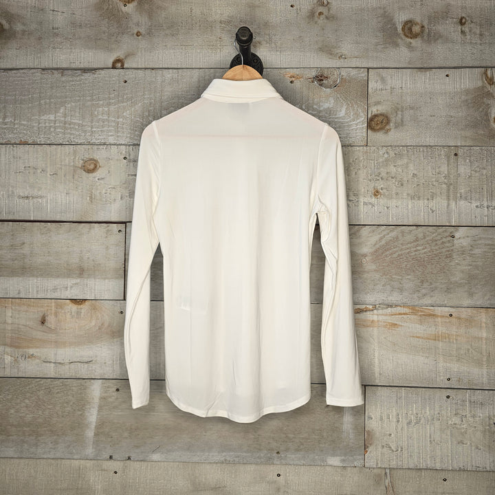 Chemisier droit boutonné en tricot soyeux