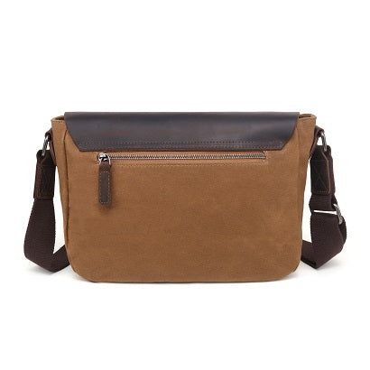 Bolso bandolera de lona con ribete de piel