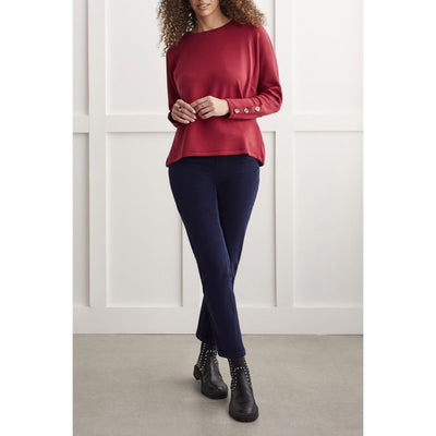 Crew Neck Top w/ Buttons