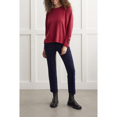 Crew Neck Top w/ Buttons