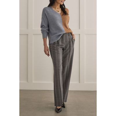Pleated Plaid Wide-Leg Trouser