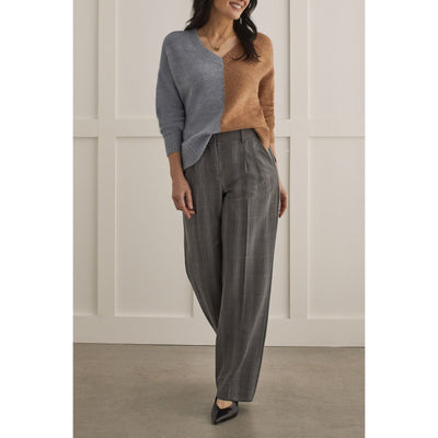 Pleated Plaid Wide-Leg Trouser