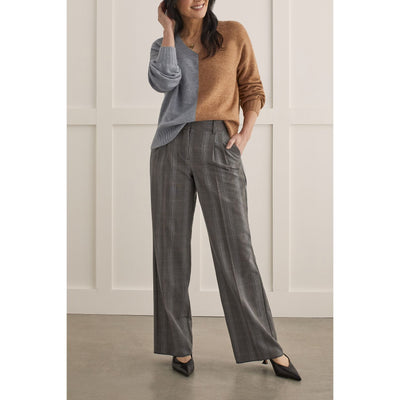 Pleated Plaid Wide-Leg Trouser