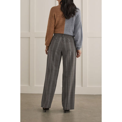 Pleated Plaid Wide-Leg Trouser