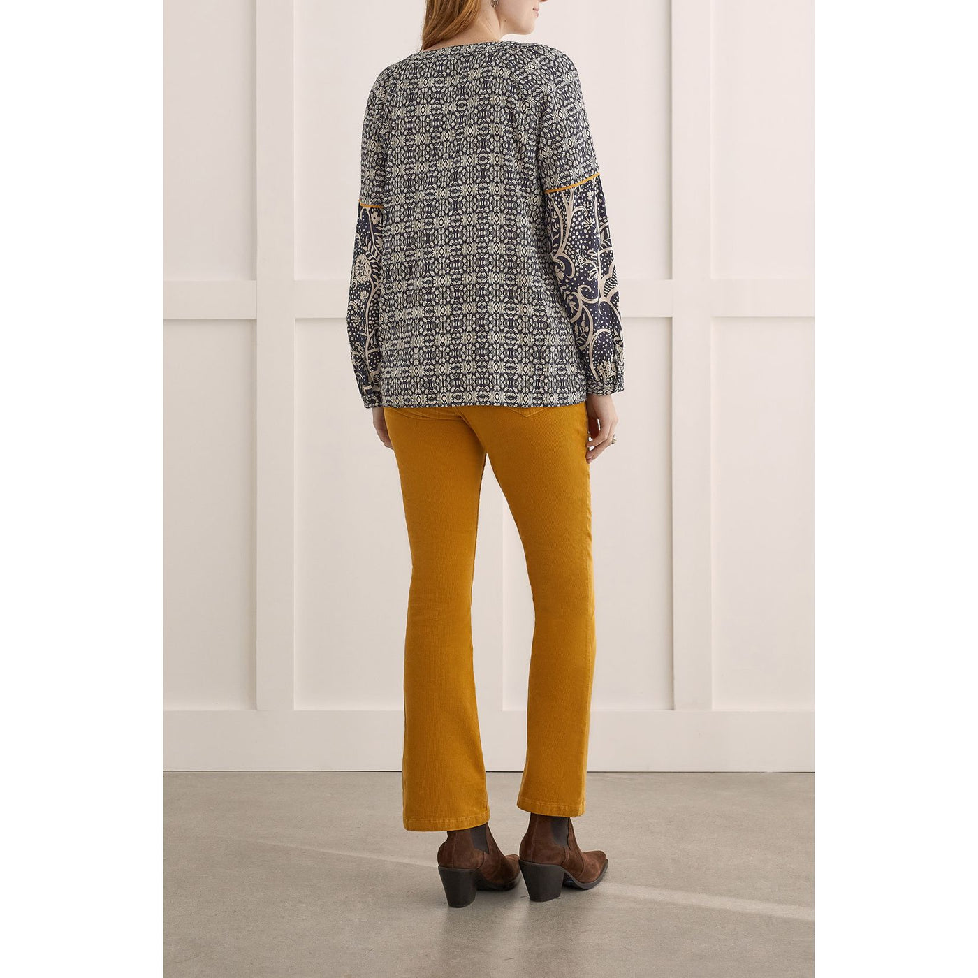 Printed Poplin Notch Neck Blouse