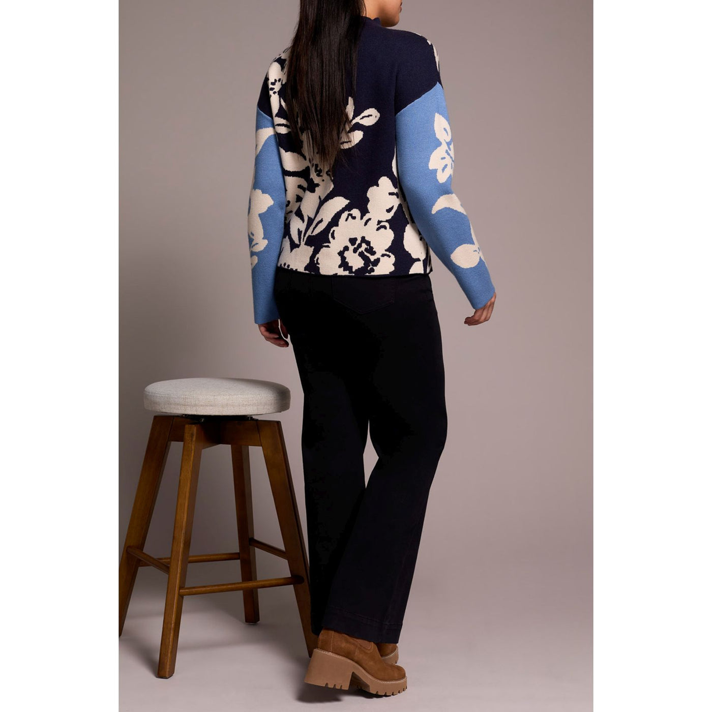 Pull col cheminée en jacquard