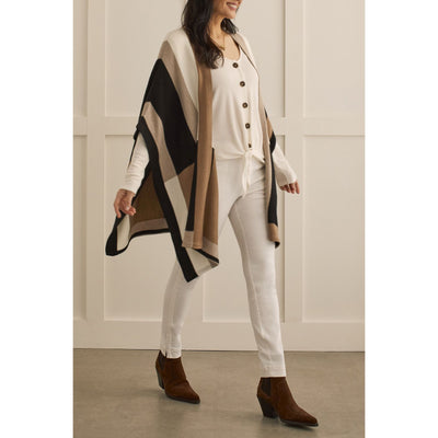 Colour Block Poncho Cape
