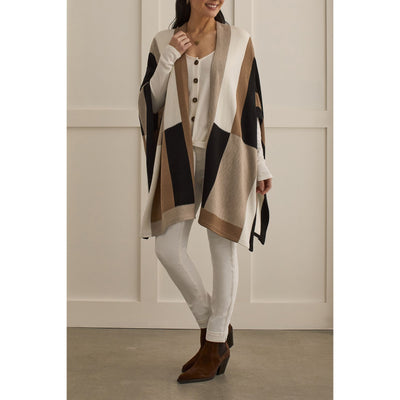 Colour Block Poncho Cape