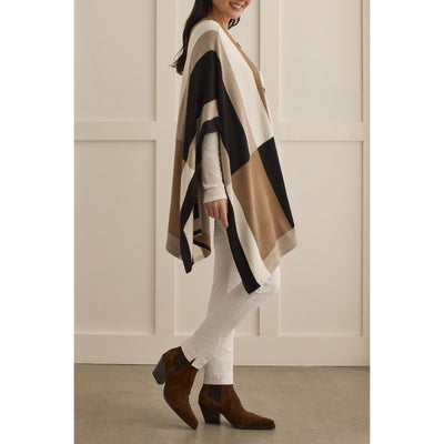 Colour Block Poncho Cape