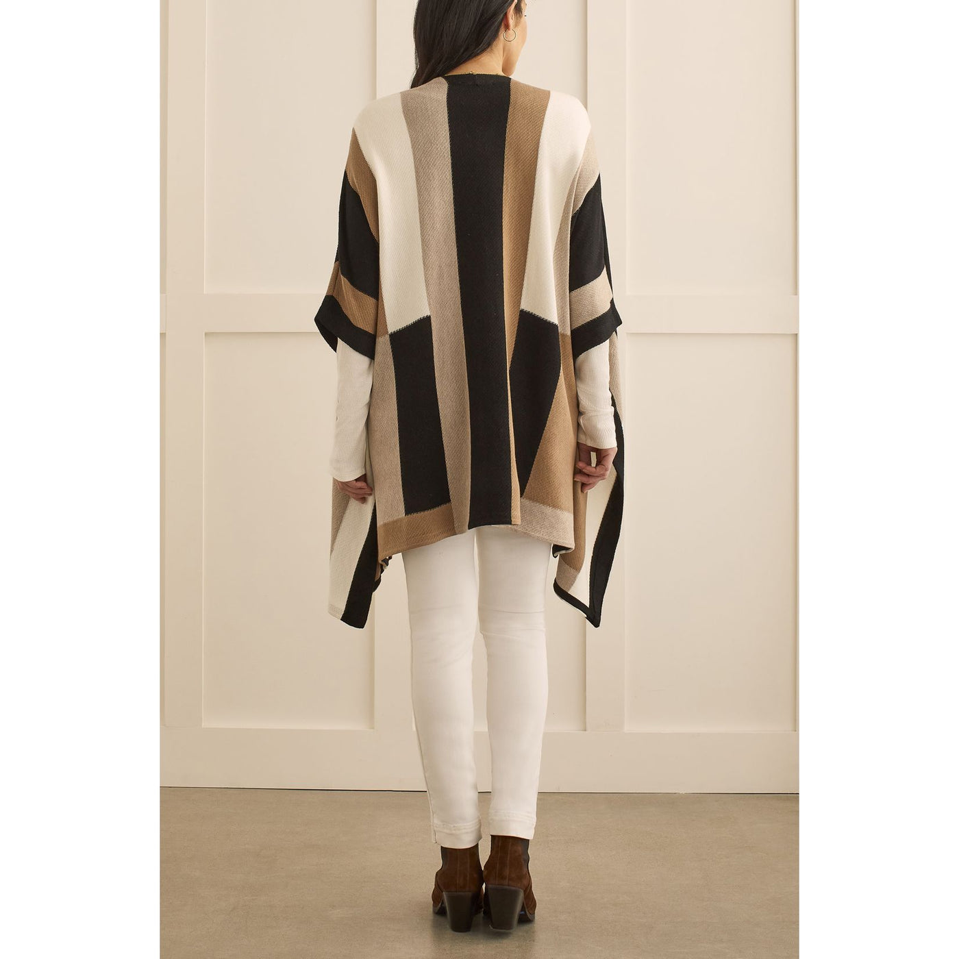 Colour Block Poncho Cape