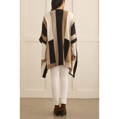 Colour Block Poncho Cape