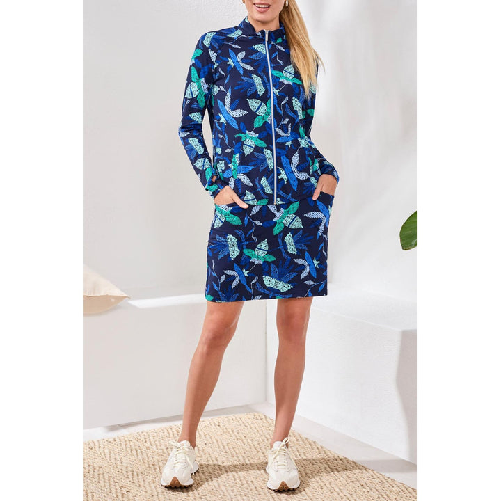 Printed L/S Mock Neck Cardigan