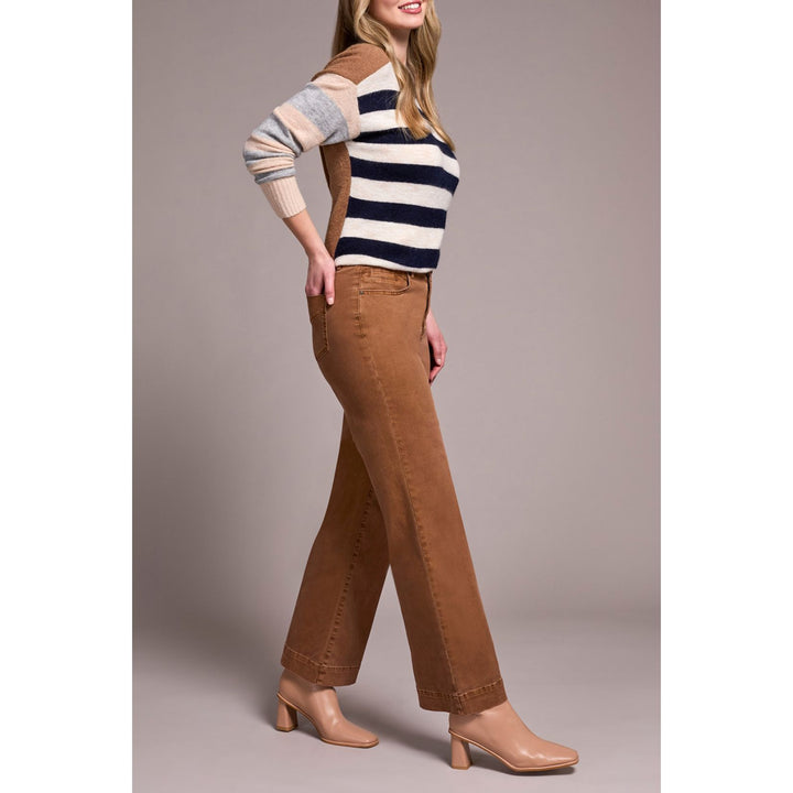 Pantalon large extensible et confortable avec braguette sur le devant