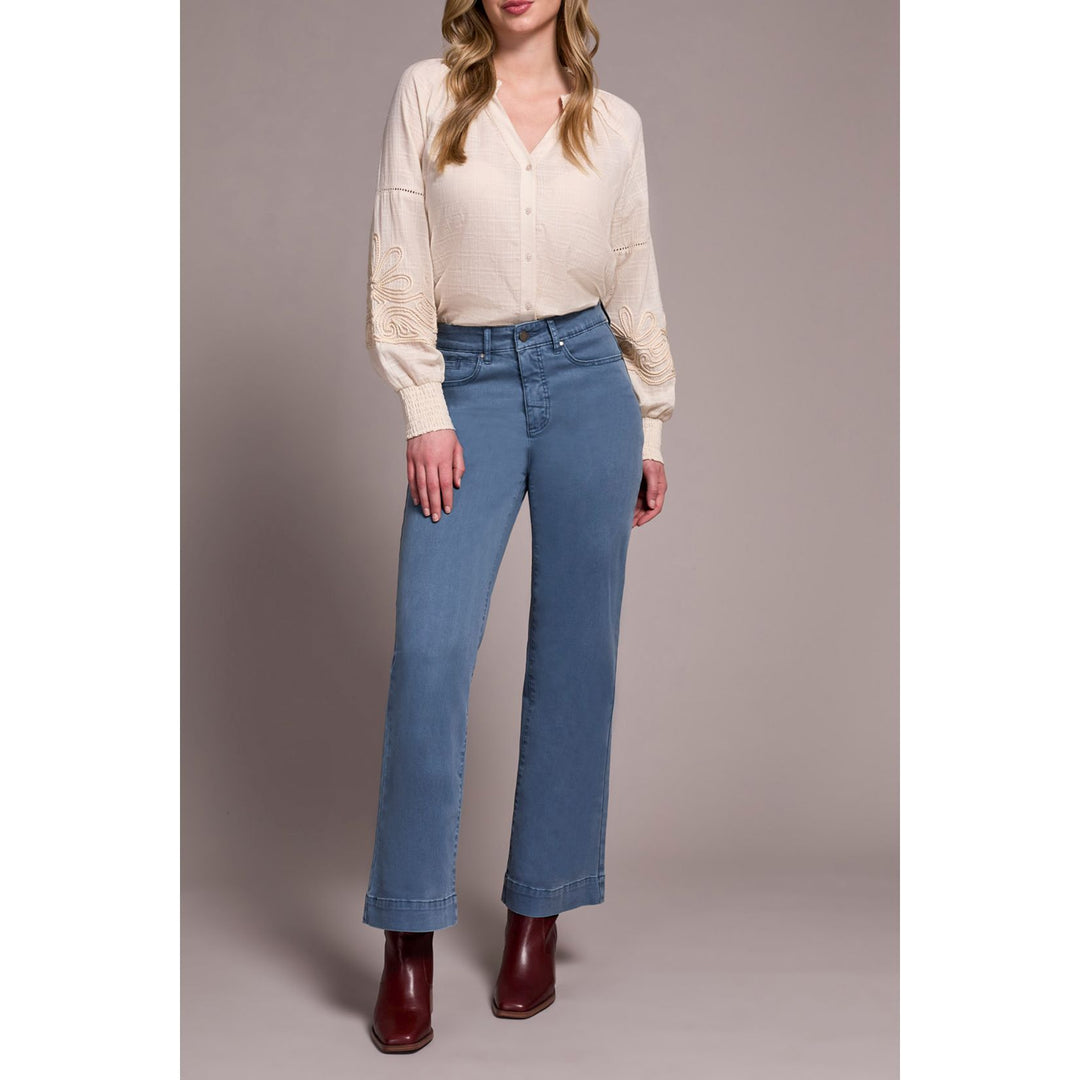 Pantalon large extensible et confortable avec braguette sur le devant