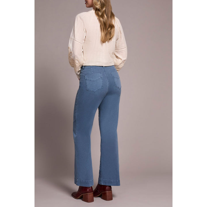 Pantalon large extensible et confortable avec braguette sur le devant