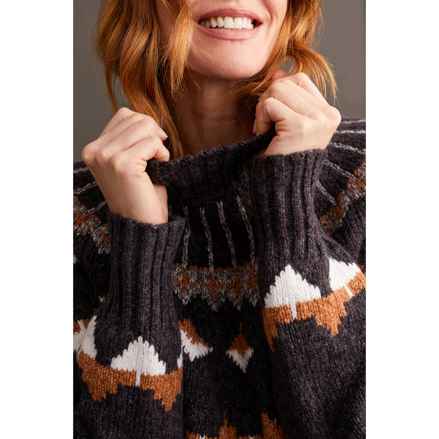 Mock Neck Intarsia Sweater