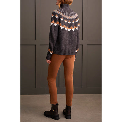 Mock Neck Intarsia Sweater