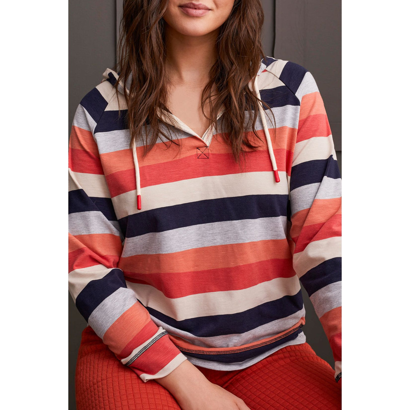 Striped Raglan Sleeve Hoodie