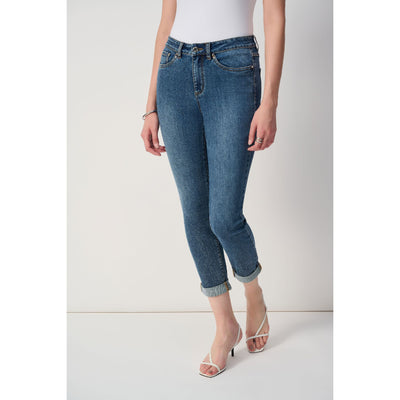 Slim Fit Cropped Jeans w/ Rolled Hem