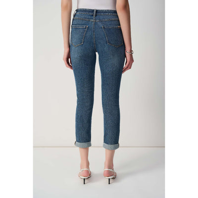 Slim Fit Cropped Jeans w/ Rolled Hem