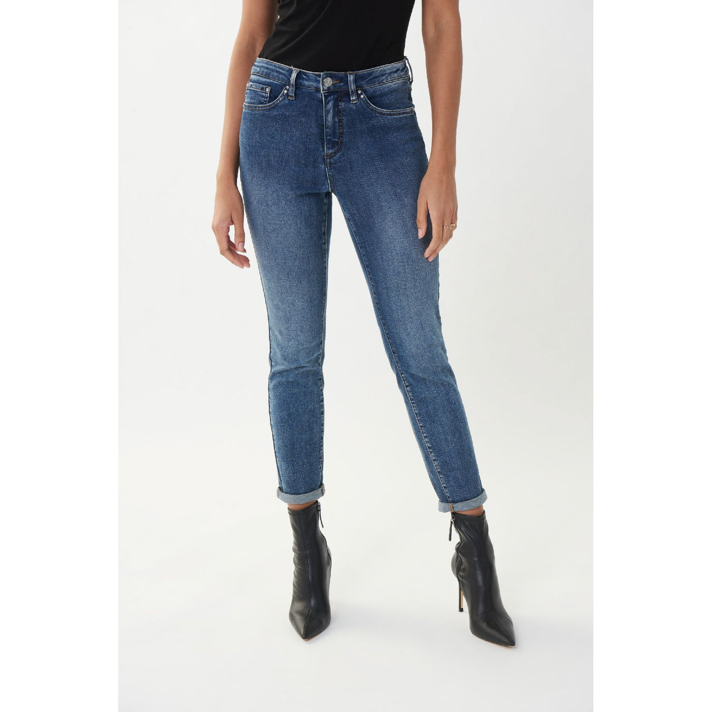 Slim Fit Cropped Jeans w/ Rolled Hem