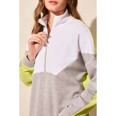 Techno Lux Colour Block 1/4 Zip Mock Neck Top