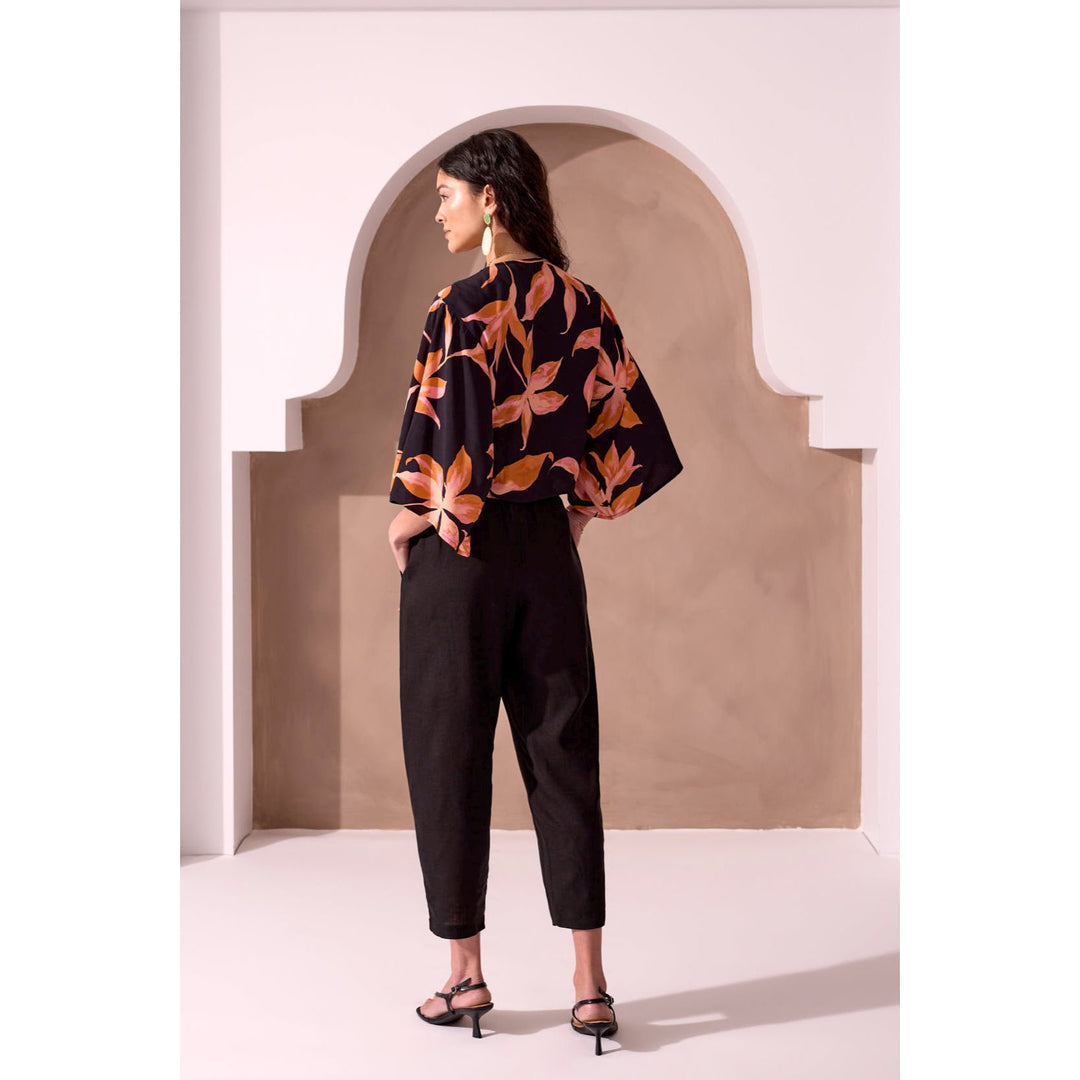 Hamptons Long Flowy Kimono Sleeves With Knot-Front Blouse