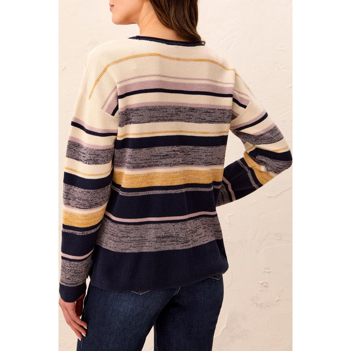Combed Cotton U-Neck Waffle Sweater