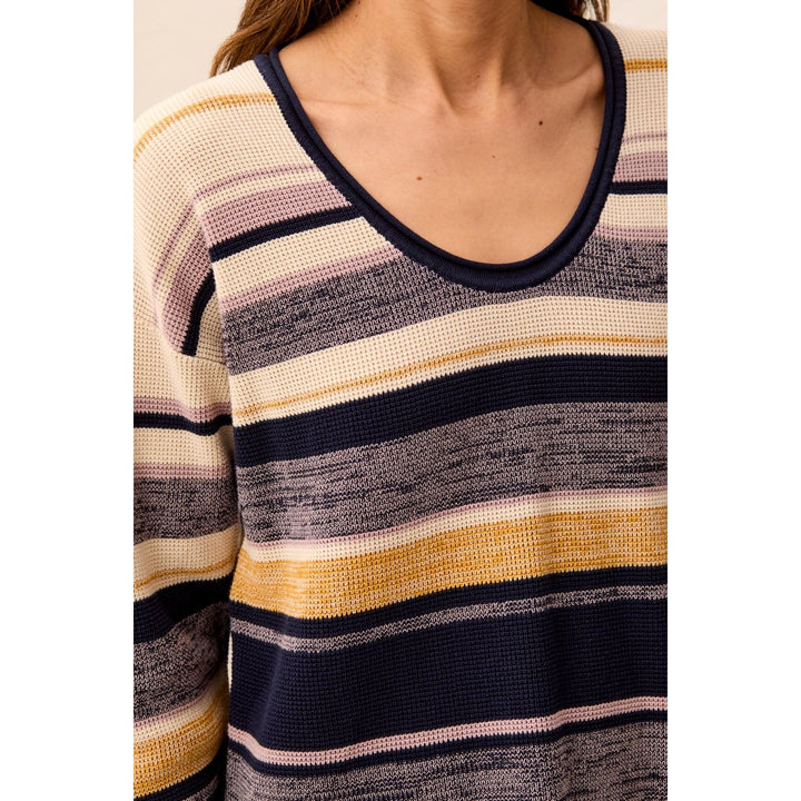 Combed Cotton U-Neck Waffle Sweater