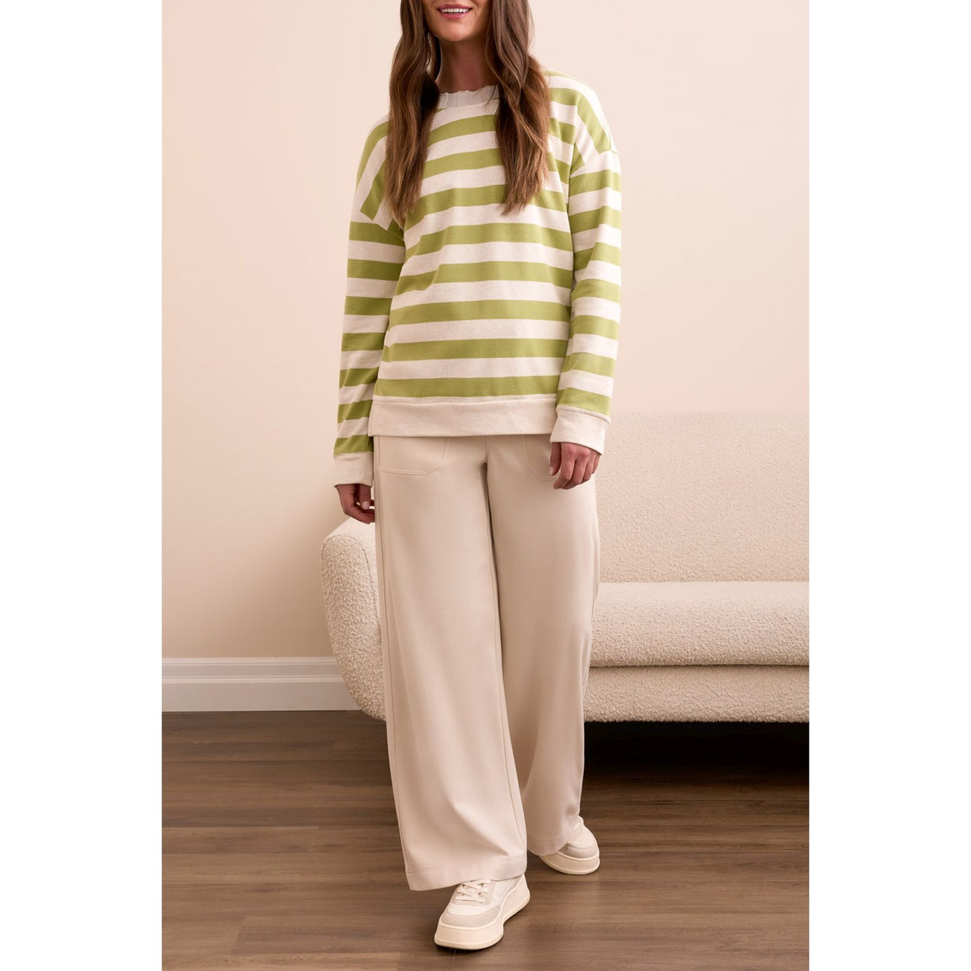 Crew Neck Top w/ Rib Detail