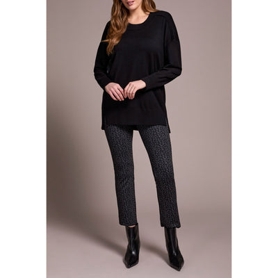 Drop Shoulder Crew Neck Tunic Sweater