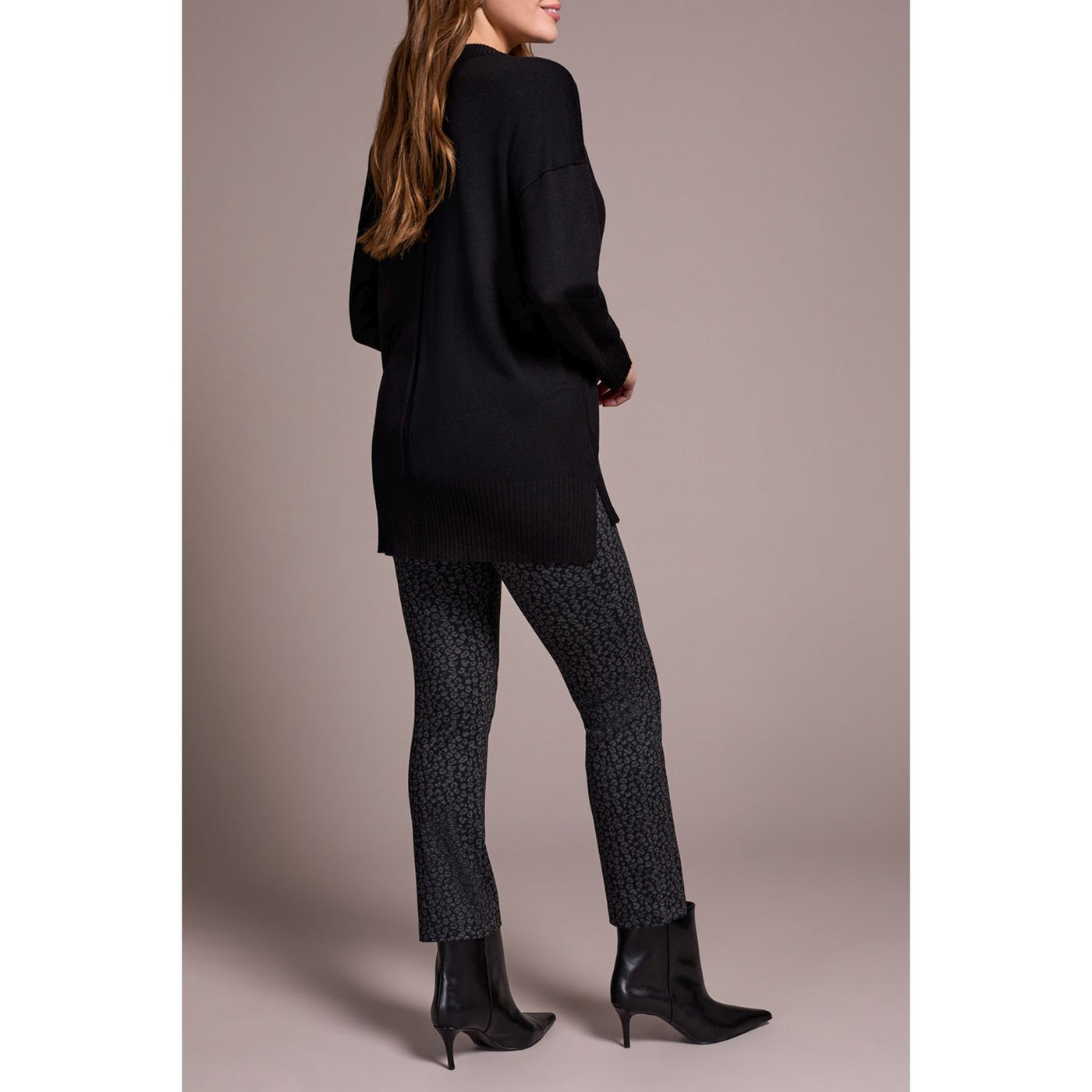 Drop Shoulder Crew Neck Tunic Sweater