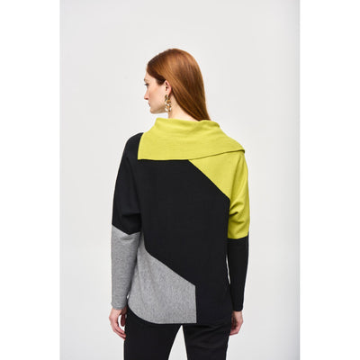 Colour-Block Jacquard Sweater Top